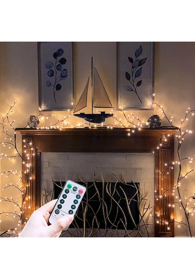 Shopytech Dal Şeklinde Led Duvar Işığı 1.85m 96 Led Sıcak Beyaz Usb Uzaktan Kumandalı Zamanlayıcılı Çok Renkli