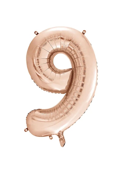 1 Adet 34 İnç 85 Cm Rose Gold Folyo Balon Helyum Balon 9 Yaş Balonu 9 Rakam Balon Rose Gold