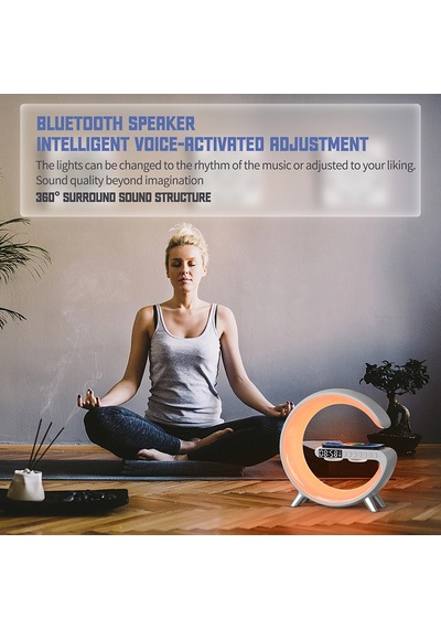 Torima G1 3-in 1 Kablosuz Şarj Saat Ve Hoparlör Özellikli Masa Lambası Beyaz