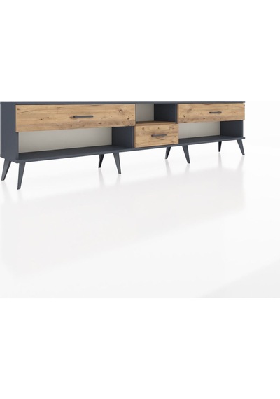 Arges Tv Ünitesi Tek Raflı 3 Çekmeceli 220x30x51 Antrasit-çam Atlas Çam/atlas Çam - Antrasıt