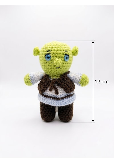 Shrek Amigurumi Örgü Oyuncak - Çizgi Film Karakteri Hediyelik Figür 12 Cm