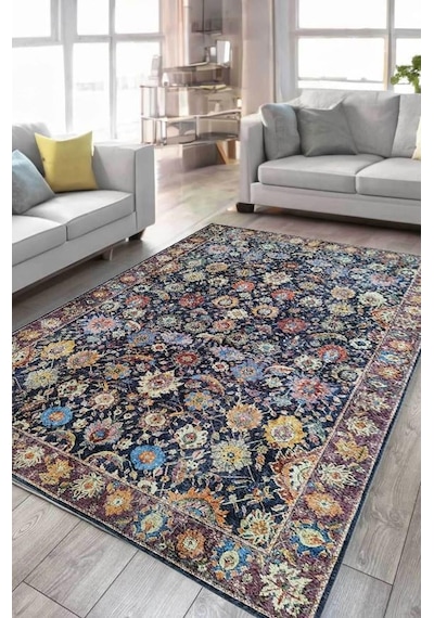 Çam Halı Anatolia 32-050 Etnik Eskitme Desenli Dokuma Tabanlı Yıkanabilir Şönil Salon Ve Oda Halısı Multi 23