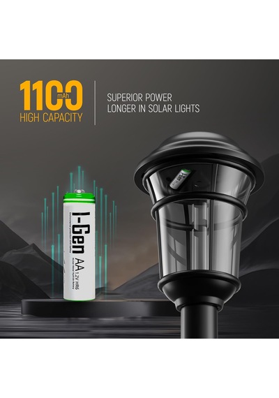 I-Gen B154 2 Adet AA 1100 mAh Şarjlı Kalem Pil 1.2V Ni-MH Solar Aydınlatma Uyumlu