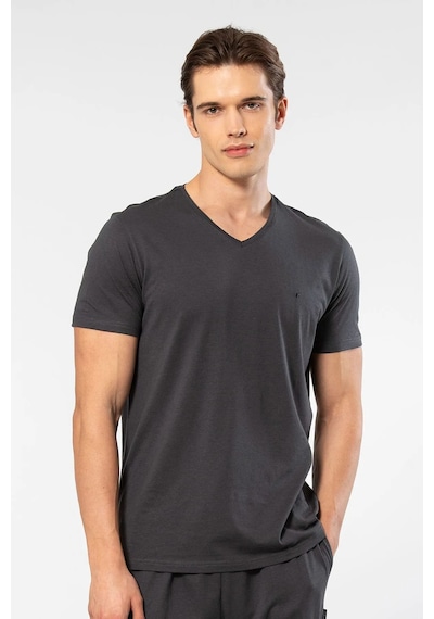 Cacharel 2170 Erkek Modal Pamuk V Yaka Kısa Kollu T-shirt-antrasit Antrasit