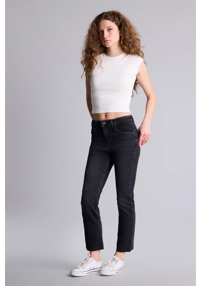 Defacto Yüksek Bel Crop Flare Kesim Bilek Boy Yıkamalı Jean Pantolon G2217ax26aunm36 Antrasit-nm36