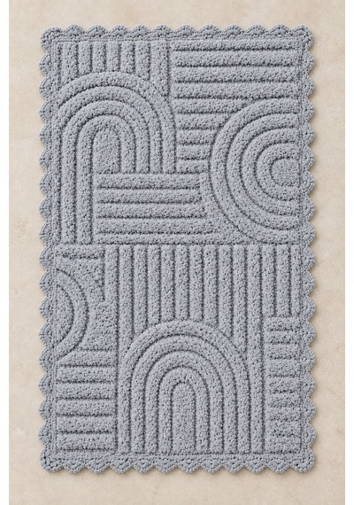 Alanur Bodrum Tufting Cotton Pamuklu El Işi Örgülü Paspas 113 80 X 135 Cm gri