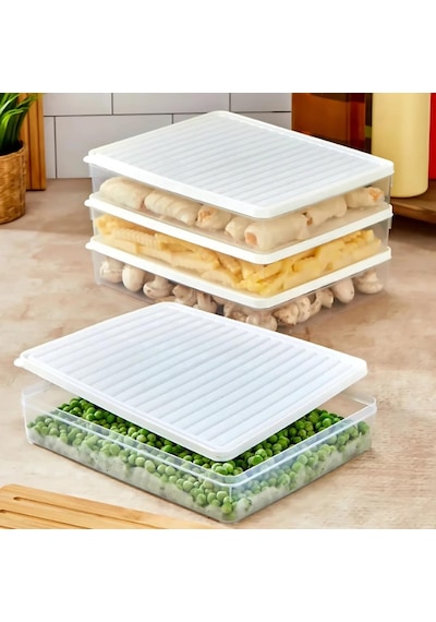 Bigmate 2'li Şeffaf Saklama Kabı 2x2,5 Lt Bgmt2225 Mikrodalga Buzdolabı Ve Dondurucu Uyumlu Düzenleyici Beyaz