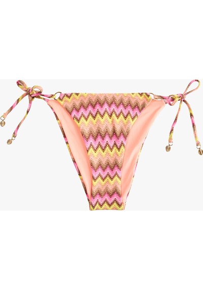 Koton Charm Detaylı Yanları İp Bağlamalı Desenli Bikini Altı Pembe Çizgili 6sak00067mm
