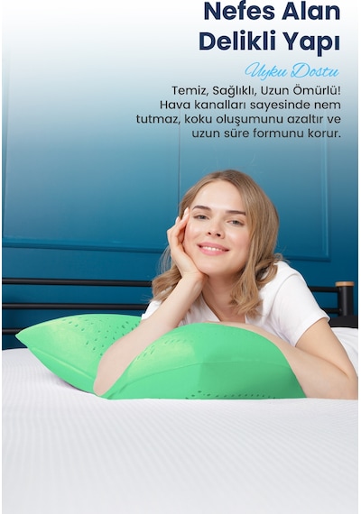 Viscofoam Air Terapi Hava Kanallı Ortopedik Yastık Visco Yastık Yeşil 60x40x16cm