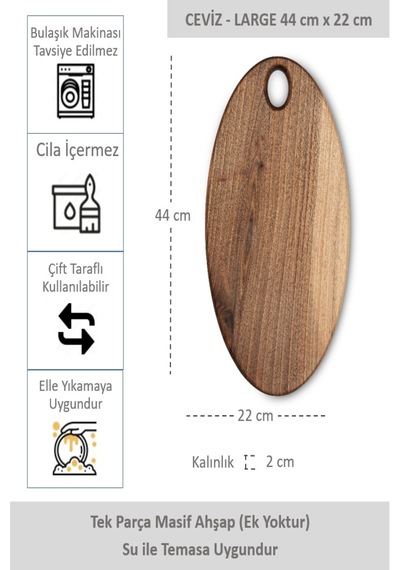 Yekpare Masif Ahşap Sunum Tahtası Kesme Tahtası Ceviz Large 3