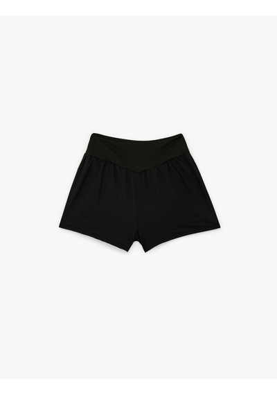 Koton Yüksek Bel Slim Fit Spor Şort Siyah 6sak40250nk