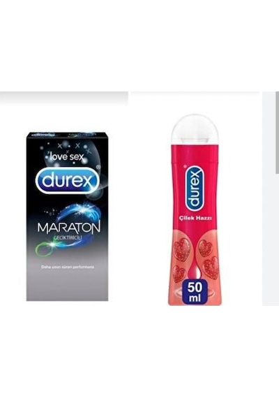Durex Maraton Prezervatif 4'lü + Durex Çilek Kayganlaştırıcı