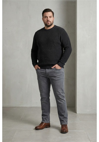 Little Cup Jeans Co Erkek Likralı Esnek Mavi Antrasit Battal Beden Kot Pantolon