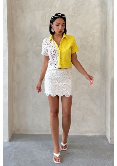 Verymoda Dantel Diz Üstü Etek D2350 Ham