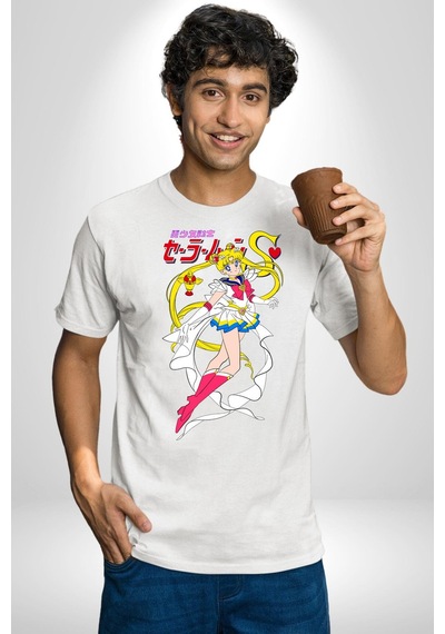 Sailor Moon Anime Usagi Tsukino Unisex Unisex Beyaz Organik Baskılı T-shirt Penye Yüksek Kalite Beyaz