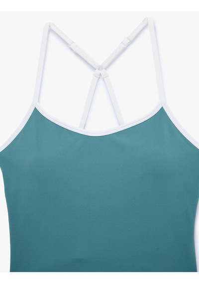 Koton Çapraz İp Askılı Biyeli Kolsuz Slim Fit Sporcu Sütyeni Yeşil 6sak30121nk