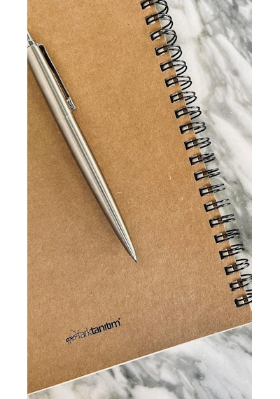 Spiralli Notebook, Kraft Kapaklı, A5 Boyut 15x21 Cm , 100 Yaprak Kareli