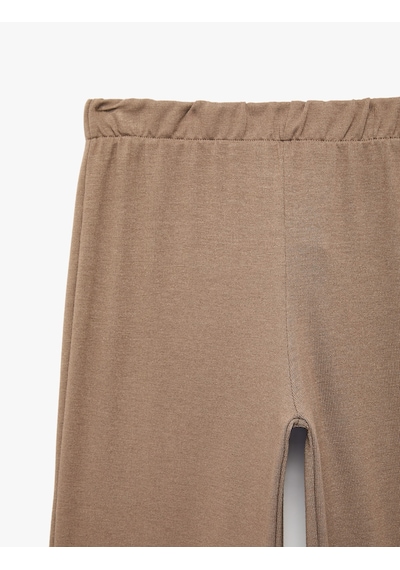 Koton Beli Lastikli Rahat Kalıp Viskon Karşımlı Triko Pijama Altı Kahverengi 7wlk40061mk Kahve