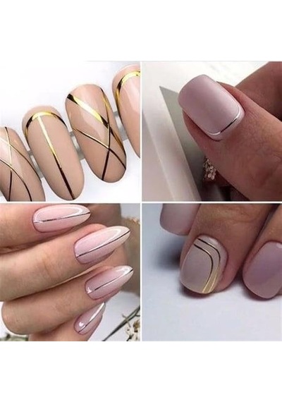 Nail Art Yapışkan Şerit 1 Metre Simli Mor 3mm Tırnak Dekorasyon Bandı