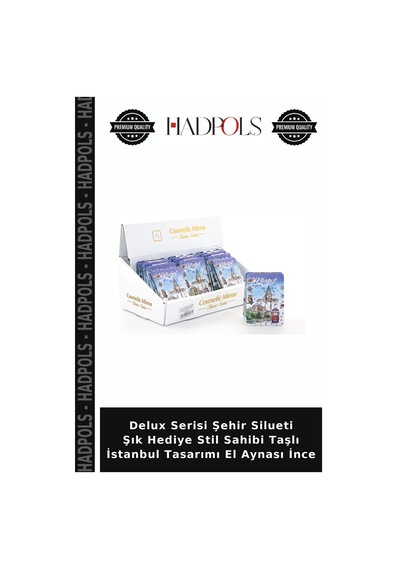Delux Serisi Şehir Silueti Şık Hediye Stil Sahibi Taşlı İstanbul Tasarımı El Aynası İnce Çok Renkli