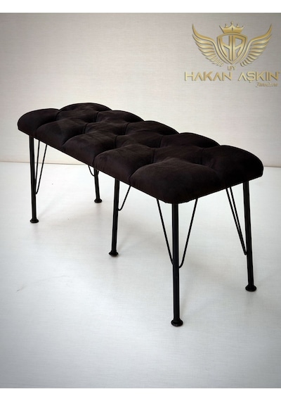 By Hakan Aşkın Metal Ayaklı Babyface Puf & Bench Tekli Baby Face Siyah
