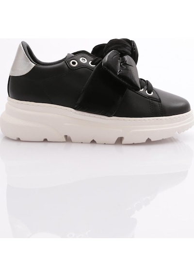 Dgn Es853 Kadin Kalin Taban Fiyonklu Sneakers Ayakkabi ES853-2007-R12593 Siyah - Beyaz