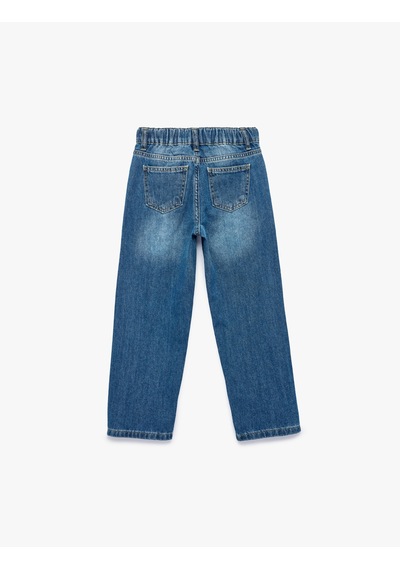 Koton Pamuklu Cep Detaylı Rahat Kesim Denim Pantolon Orta İndigo 7wkb40017td