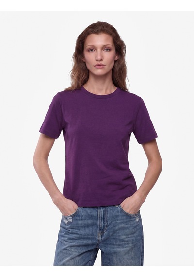 Koton Pamuklu Regular Fit Kısa Kollu Bisiklet Yaka Basic Tişört Mor 7wak50036ek