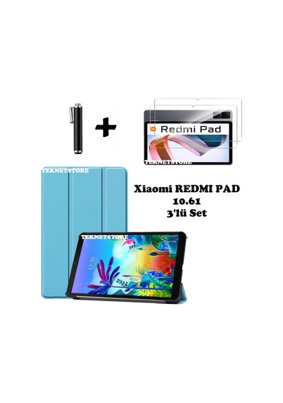 Xiaomi Redmi Pad 10.61 Uyumlu Flip Smart Standlı Uyku Modlu Tablet Kılıfı Ekran Koruyucu Kalem Kılıf