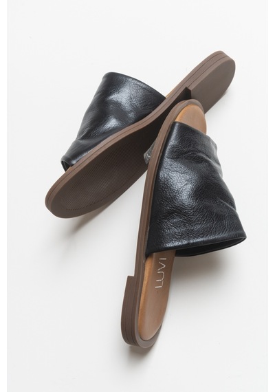 Luvishoes Clau Siyah Kadın Deri Terlik Siyah