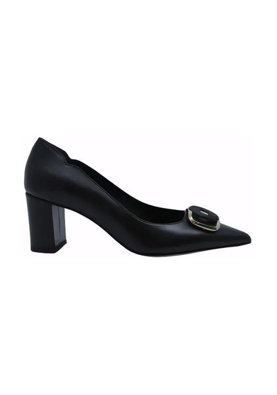 Poletto Hakiki Deri Sıyah Ayakkabı Stiletto 9841 82-1313 Siyah