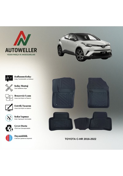 Toyota C-hr 2016-2022 Uyumlu Havuzlu Oto Paspas