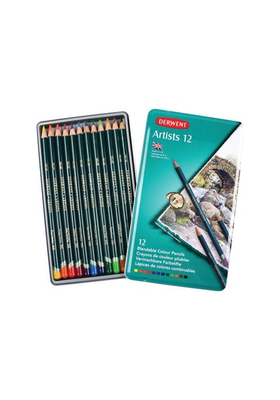 Derwent Artists Pencils Kuruboya Kalemi Teneke Kutu 12'Li Renk