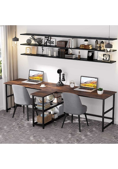 Zizuva  Zizuva Tasarım Kitaplıkla Bölmeli Modern 2 Kişilik Çalışma Masa  (541151295)