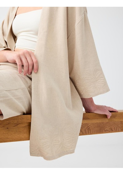 Jimmy Key Jimmy Key Taş Keten Karışımlı Truvakar Kol Kimono 6sw147332928