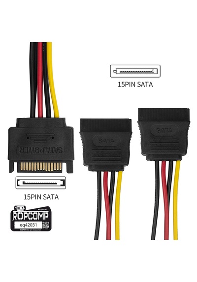 Ropcomp 15-pin Sata 2x Dişi - Erkek Y Çoklayıcı Kablo