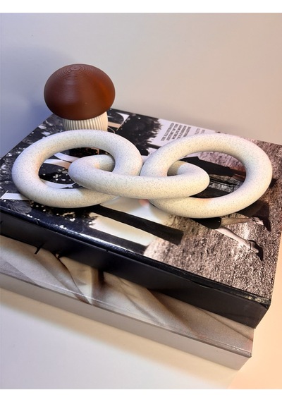 Modern Beyaz Zincir Dekoratif Obje Şık Masa Üstü & Kitaplık Süs Eşyası 12 Cm X 3 Zincir Bloğu