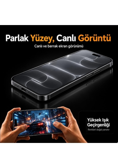 Apple İphone 18 Pro İle Uyumlu Ekran Koruyucu A3714 Nano Parlak 9h Kırılmaz Esnek Cam Çizilmeye Dayanıklı Şeffaf