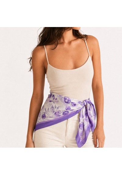 Tarzını Seç Lavanta Desenli Fular / Bandana 70x70 Cm