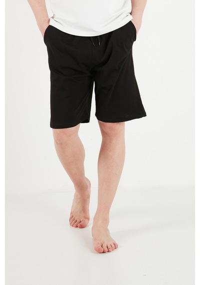 Buratti Pamuklu Regular Fit Bağlamalı Cepli Pijama Şort Erkek Şort 6574004 Siyah