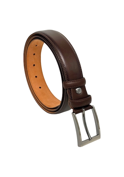 Süzer Deri 3.5 Cm. Klasik Hakiki Deri Dikişli Model Düz Renk Erkek Kemer Koyu Kahverengi Kahverengi