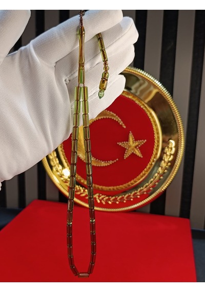 İthal Toz Kehribar Tesbih Kesme Kesim Açık Yeşil