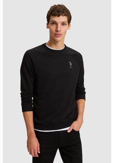 U.S. Polo Assn. Erkek Siyah Bisiklet Yaka Regular Fit Basic Sweatshirt 50329441-vr046
