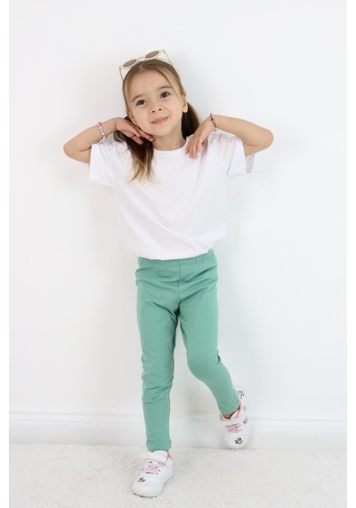 Miababy Basic Kız Çocuk Tayt %100 Pamuk 6 Ay 5 Yaş Yeşil