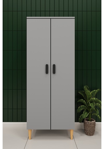 Modern 2 Kapaklı Çok Amaçlı Mutfak Banyo Dolabı %100 Mdf Erzak Kiler Dolabı Fd02 Kül Gri