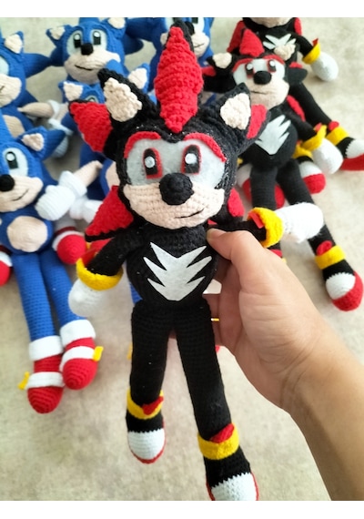 Siyah Sonic Shadow Oyuncak Amigurumi Sonic