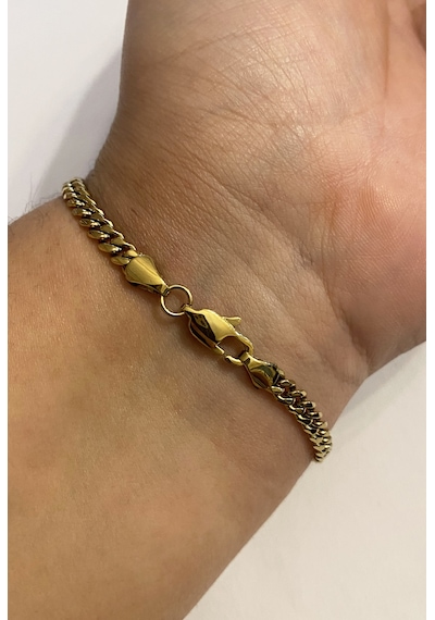 Erkek 4 Mm Zincir Çelik Bileklik Gold
