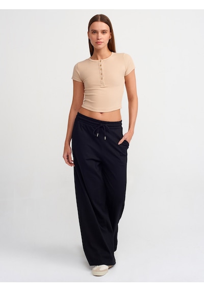 Dilvin Detaylı Crop Top Bej Açık Bej