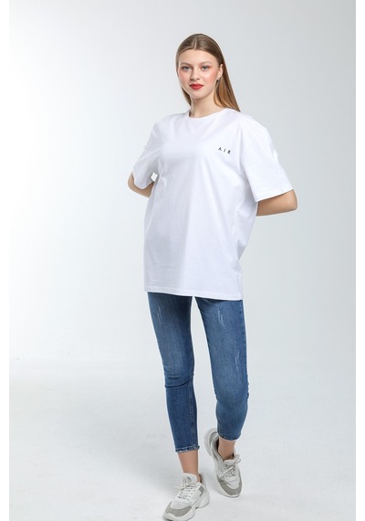 Kadın Bisiklet Yaka Regular Fit Air Baskılı Tişort Spr21yk23 001
