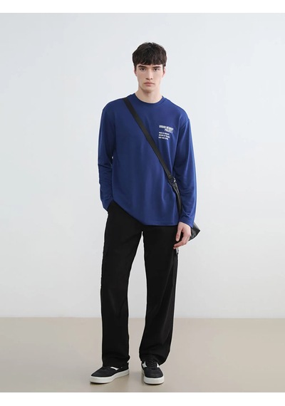 Lc Waikiki Lacivert Bisiklet Yaka Baskılı Erkek Sweatshirt